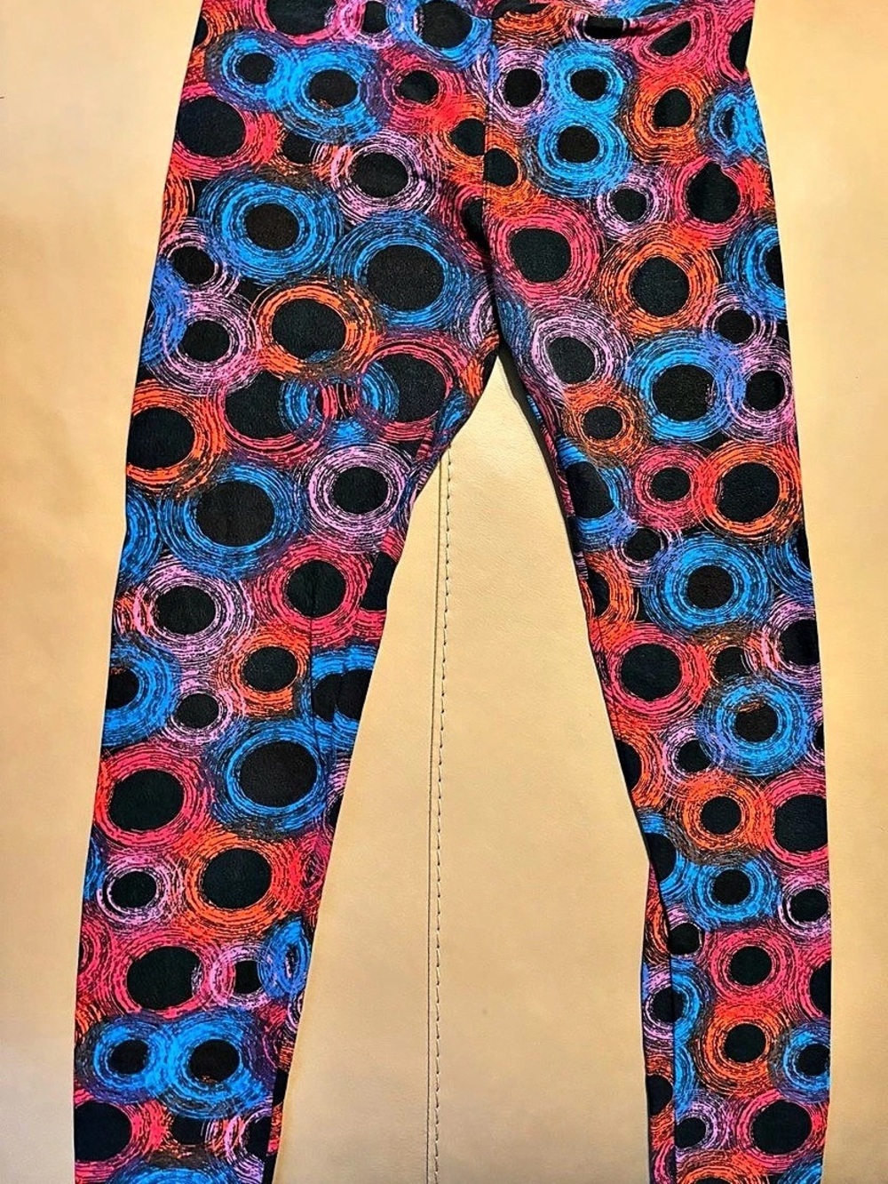 Lularoe Blue Geometric Print Leggings in Black & Multicolor